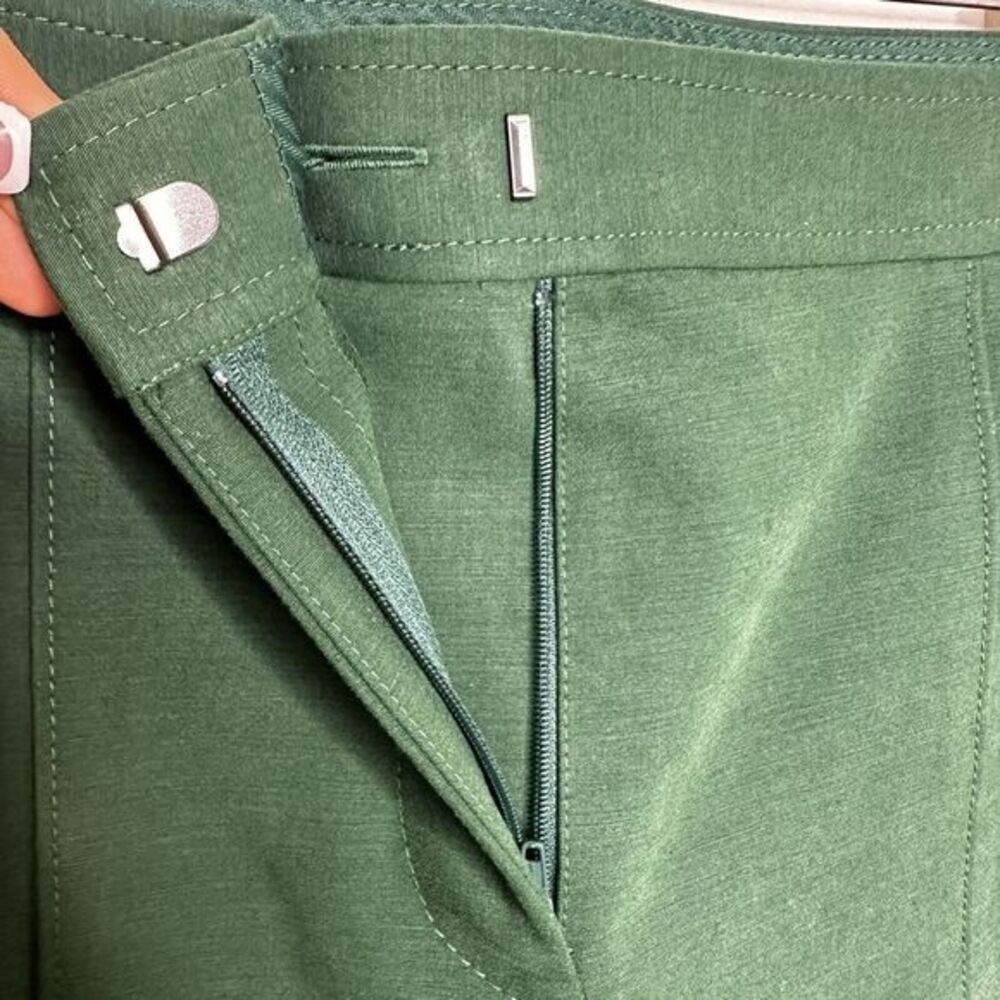 Tory Burch Dark Green Trouser Pants Sz 4 Skinny Fit Mid Rise Work Wear - Picture 12 of 14